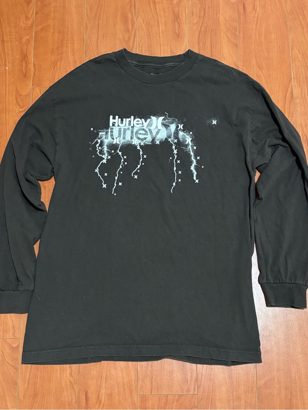 Vintage Hurley Long Sleeve Shirt Brown Lightning Mens Large